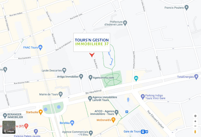 tours n gestion immobilier est present sur google map et vous attend pour vous accueillir en plein centre de tours